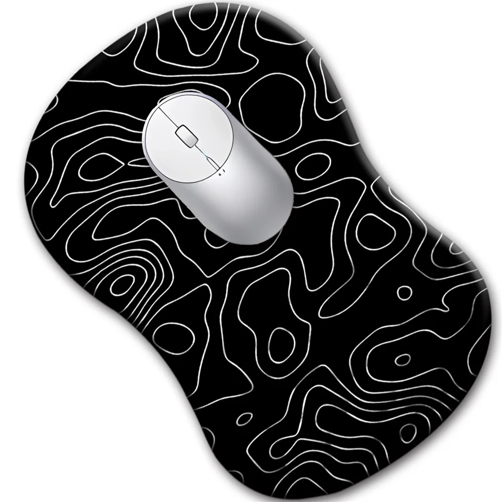 Tapis de souris ergonomique en mousse à mémoire de forme, support de poignet, design 3D, ordinateur de bureau, polymère, antidérapant, noir