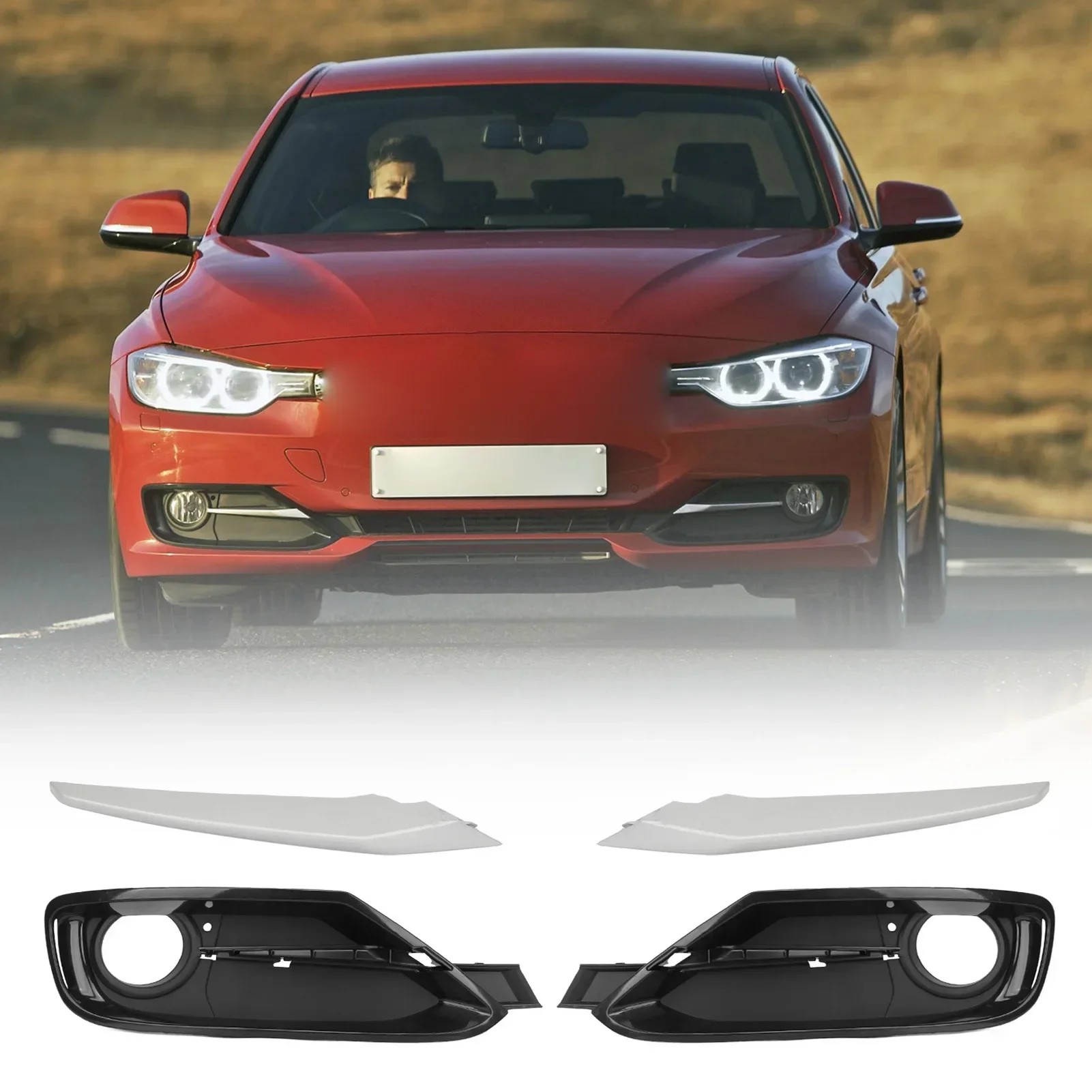 

Fog Light Bezel ABS Fog Light Grille Bezel 51117293105 51117293106 51117300737 51117300738 for BMW 3 Series F30 F31 2011-2015