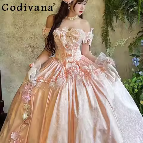 Lolita Flower Marriage Evening Dress Women's Temperament Student Day Bar Mitzvah Dress Girls Graduation Party Princess Dress
