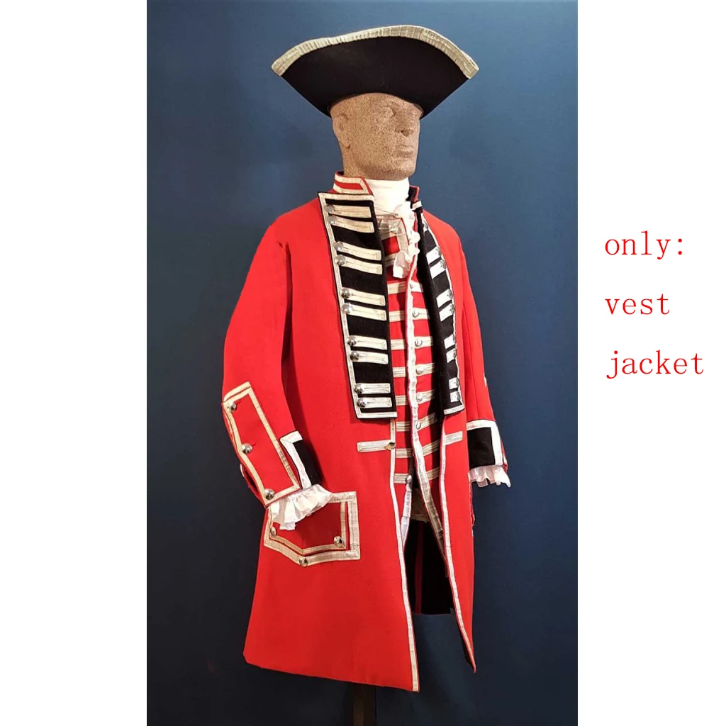 18th/19th Century Medieval Men's Costume Vest Jacket Set Tudor Victorian Renaissance Knight Red Coat Custom Made Halloween Suit