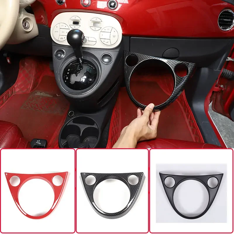 1Pcs ABS carbon fiber For Fiat 500 2016+ car steering wheel button frame cover sticker car interior protection accessories