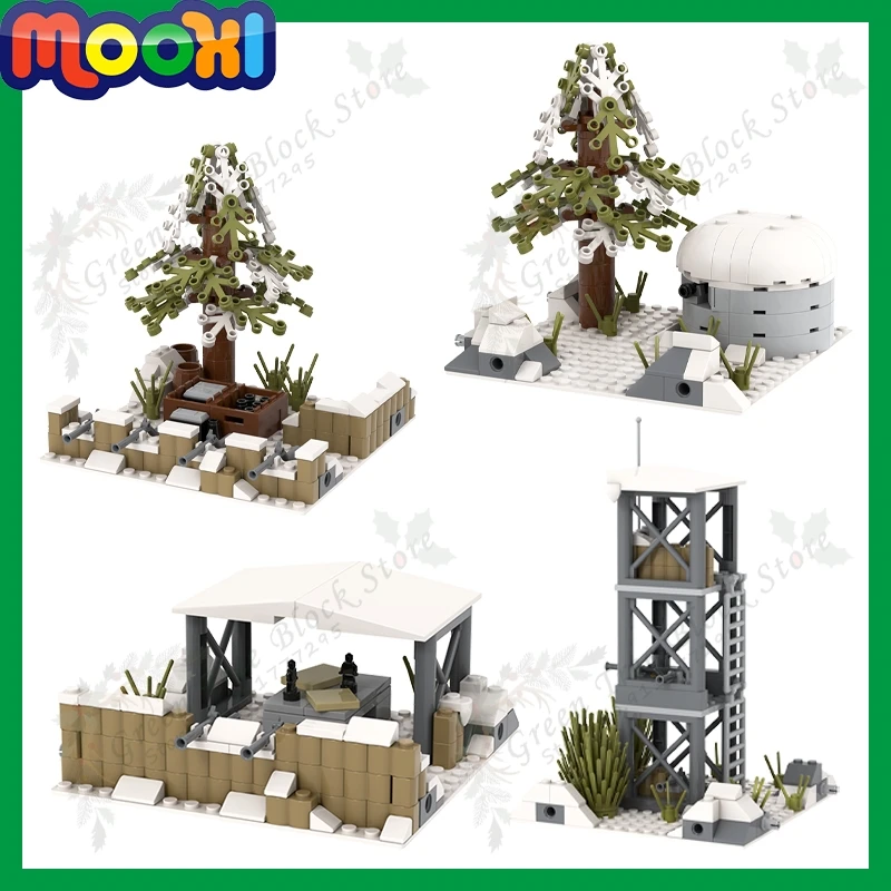 MOC5077 Military Series Snow Combat Training Base Building Blocks Creative Watchtower Blockhouse Model DIY Assemble Toy For Kids