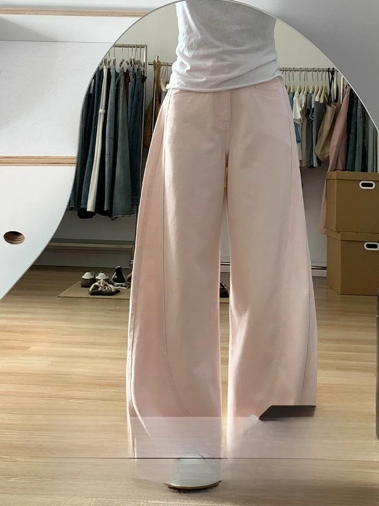 

Джинсы женские с высокой талией, широкие штанины, осенне-зимние, новые, прямого кроя, стройнящие, в пол, ретро, из денима