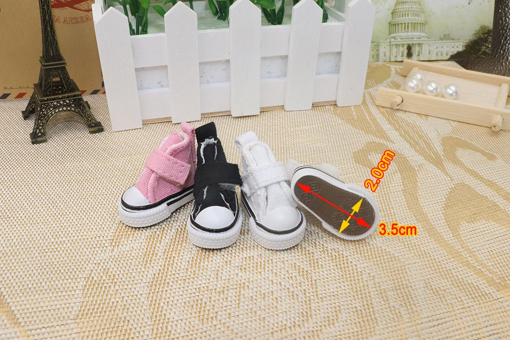 Puppenschuhe 3,5 cm * 2 cm * 3 cm für Bryc-Puppen Mini flache Canvas-Turnschuhe für 1/8 16 cm 6 Zoll BJD Finger-Tanzschuhe Spielzeug – Detail 7