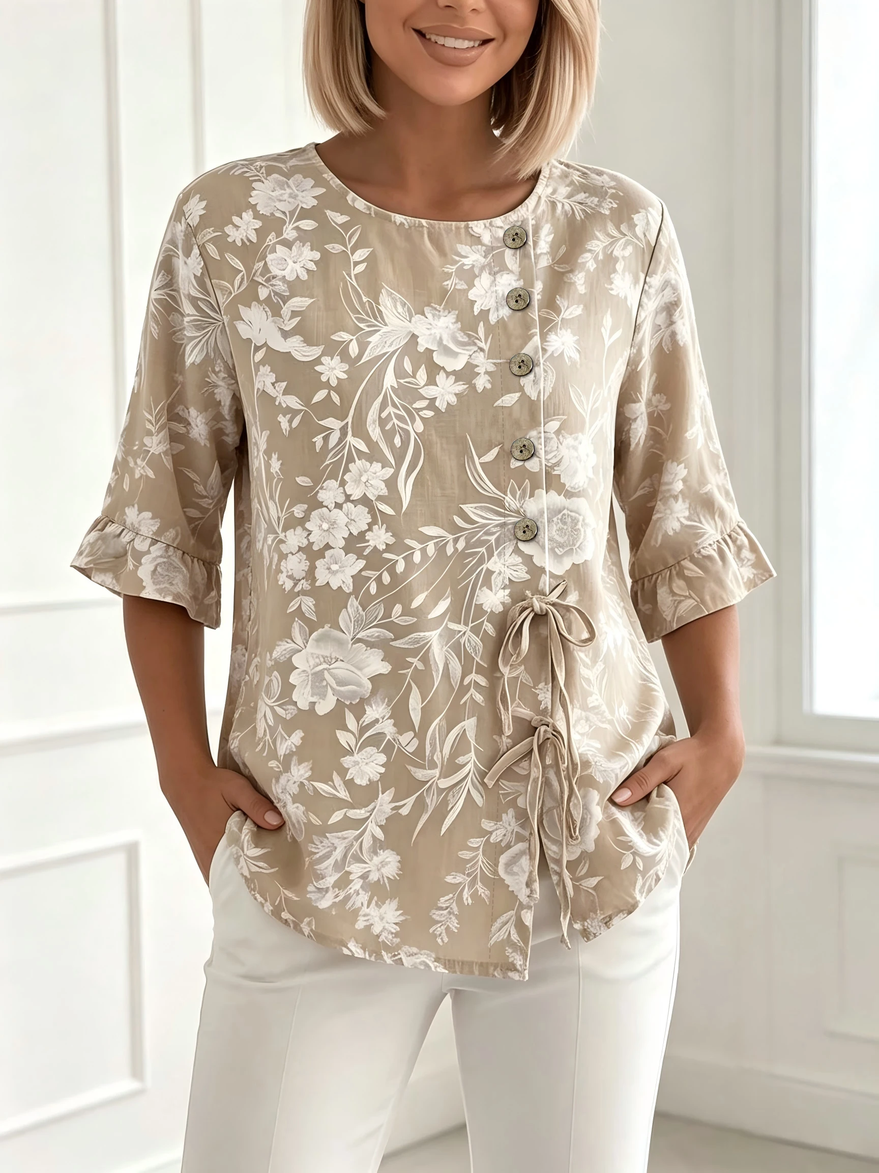 Elegante Damenbluse im lässigen Stil – Perfekt für den Wochenendurlaub – Detail 1