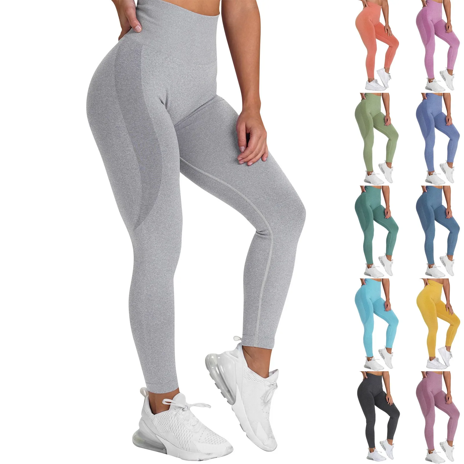 Women'S Hip Lifting Pants Leisure Solid Color Seamless Slim Fit Sports Leggings Daily Home Gym Yoga Fitness Running Pants