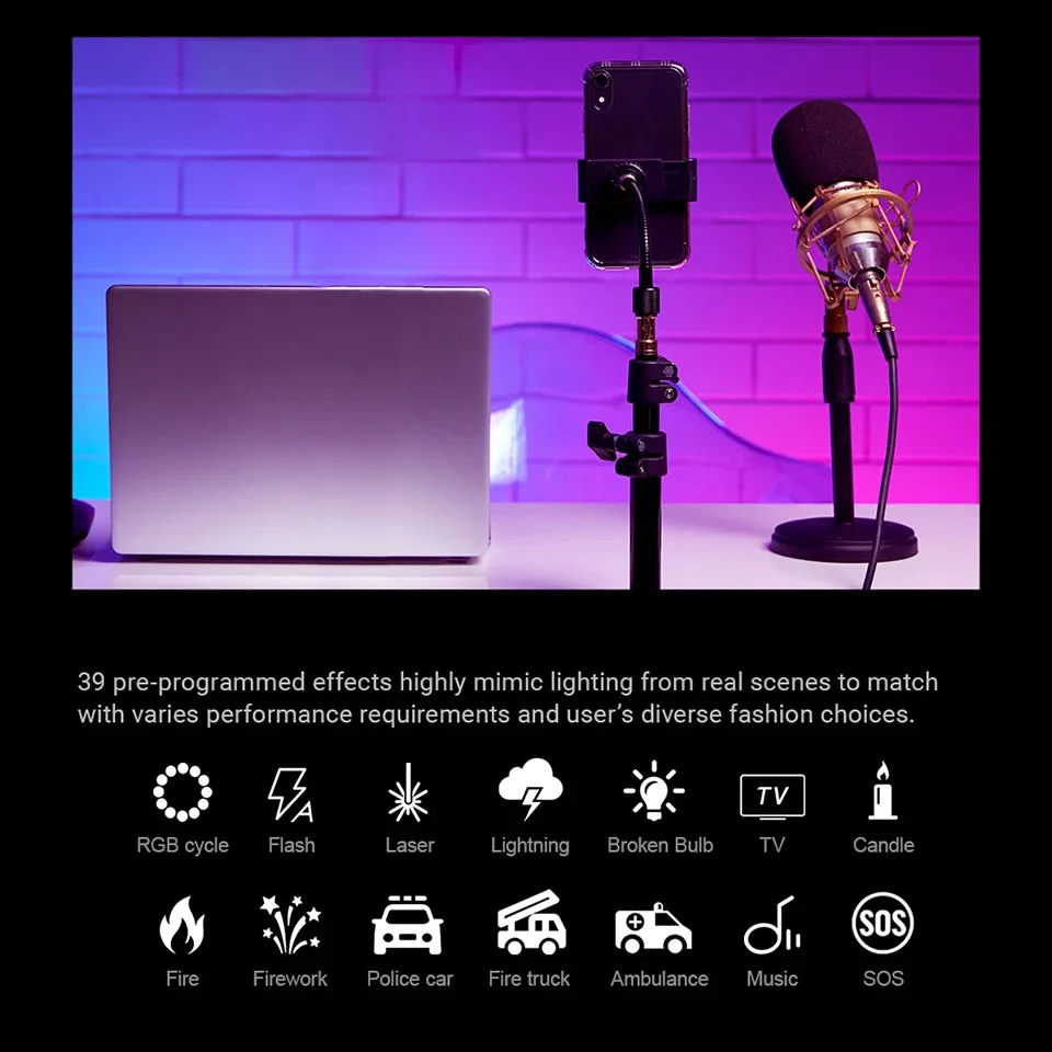 Godox CL10 LED Webcasting Ambient Light Buit-in 39kinds Light Effects 10W Selfie Ring Light for Live Streaming