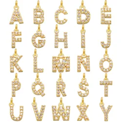 NEW Brass Cubic Zirconia Crystal 26 Letter Charms DIY Pendants for Women Necklace Earring Jewelry Accessories Making