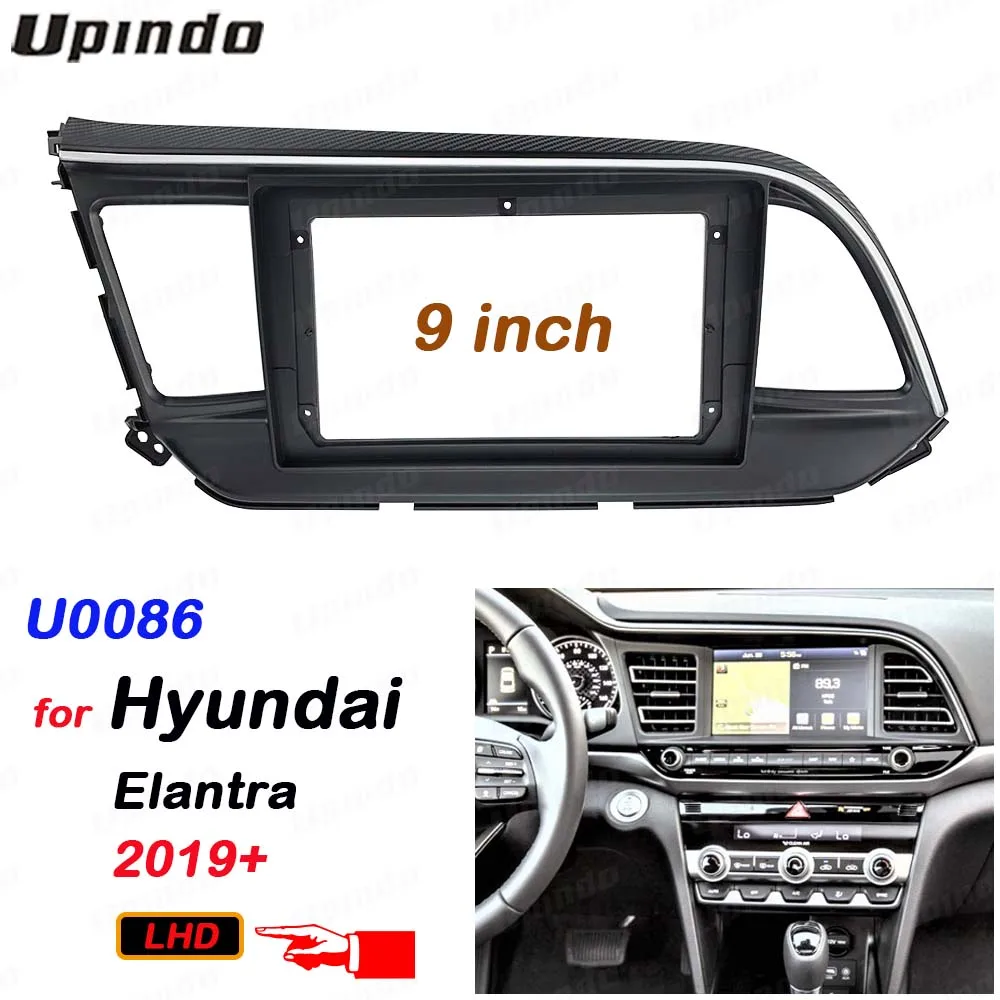 2 Din 9 inch Car Radio Fascia Panel Frame Dash Kit Trim for Hyundai Elantra LHD 2019+ Android Stereo