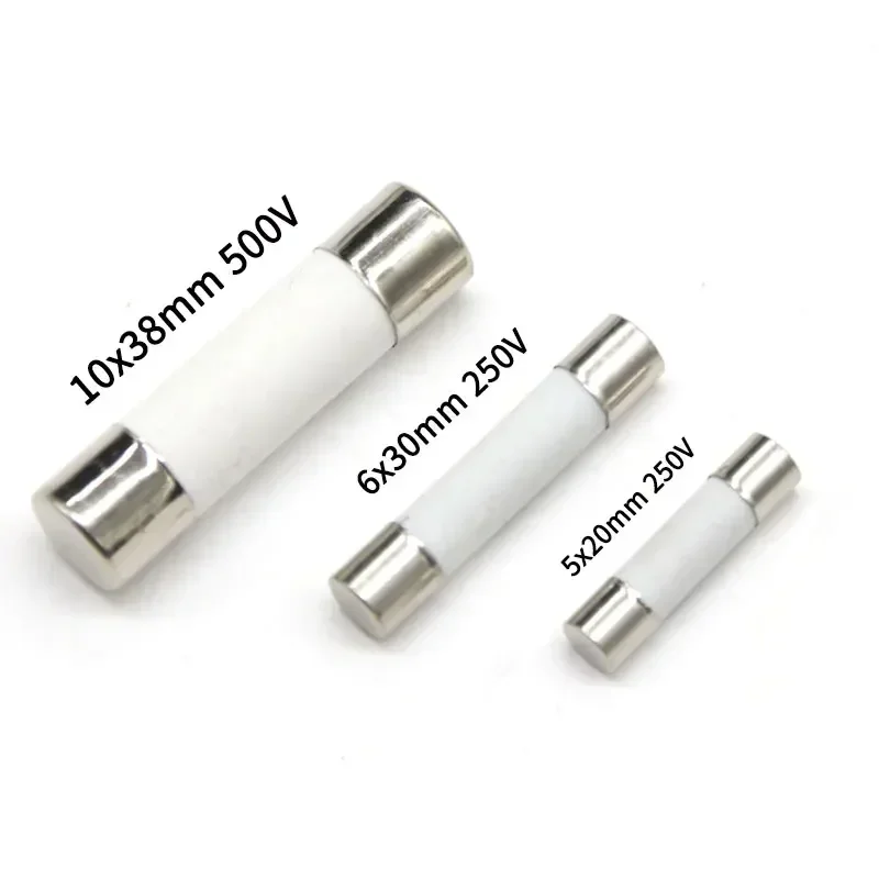 10Pcs Fusible 5x20mm 6x30mm 10x38mm Fast Blow Tube Fuses 250/500V 0.5 1 2 3 4 5 6 8 10 15 16 20 32A AMP Fuse