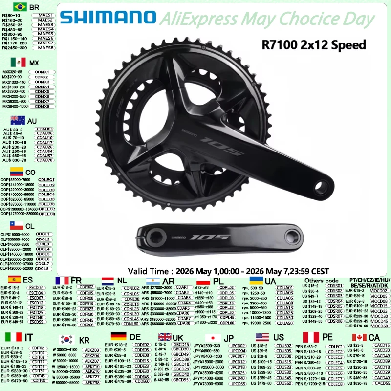 Shimano 105 R7000 mechanizm korbowy 2x11 prędkości R7100 2x12s 165/170/172.5/175mm 52-36T/53-39T/50-34T rower szosowy korba aktualizacja 5800