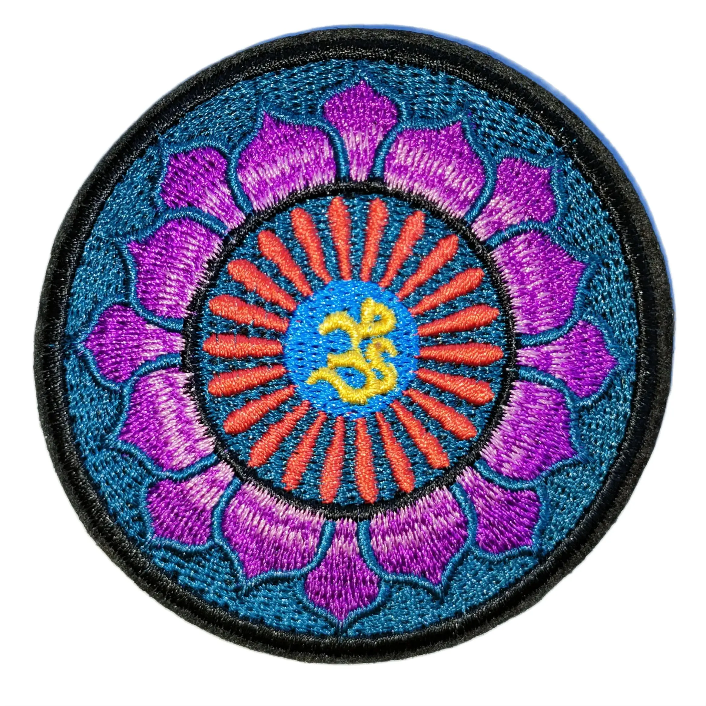 

(5 pcs) YOGA Aum om infinity hindu indian LOTUS retro hippie Iron On patch ( about 7.7 cm)