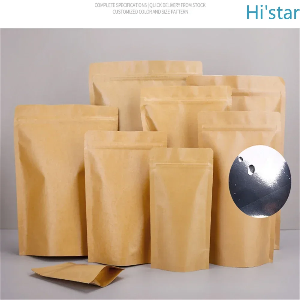 50pcs Kraft Paper Clear Window Zip Lock Bag Doypack Self Sealing Ground Coffee Capsule Sex Cosplay Socks Gloves Gifts Pack Bags