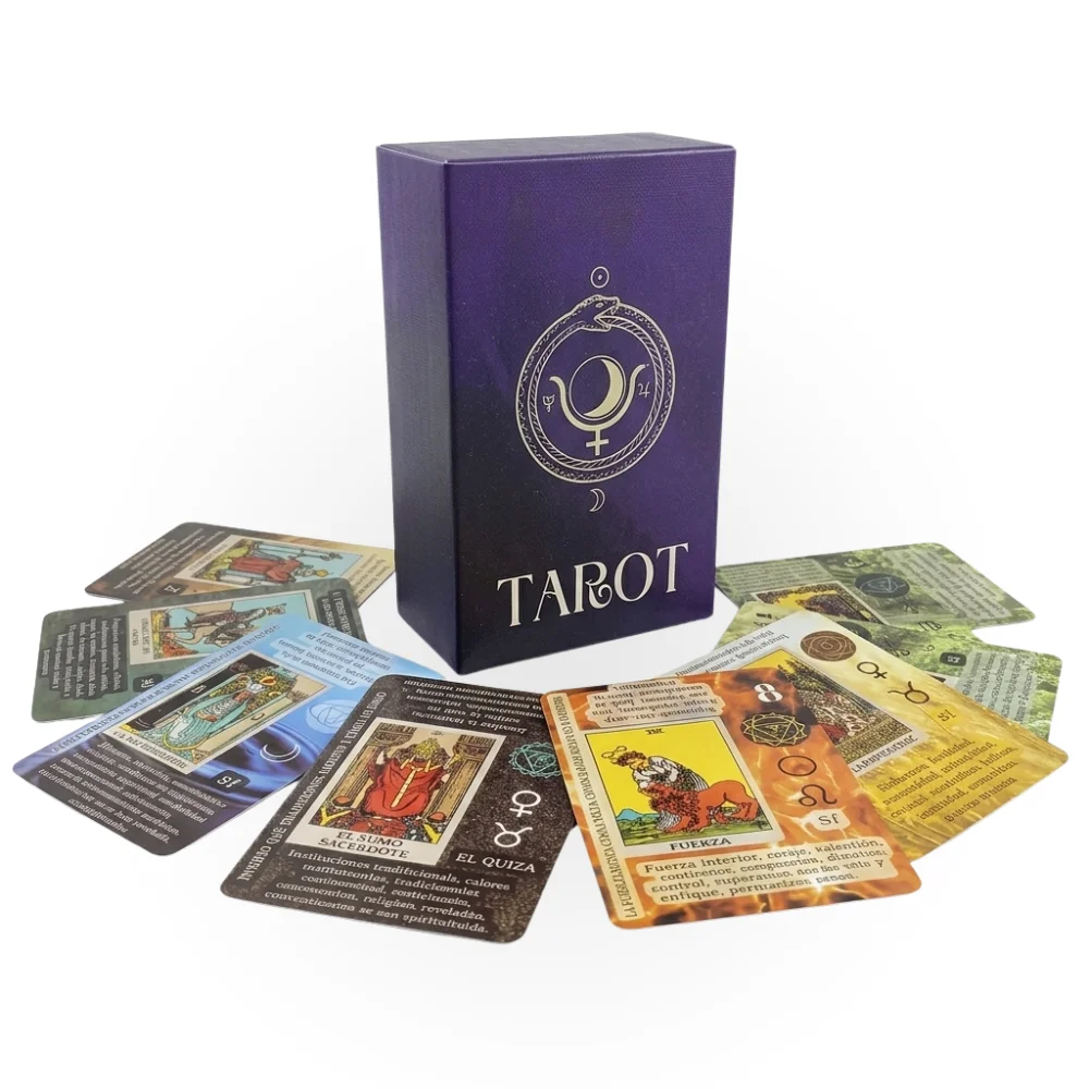Cartas del Tarot para Principiantes con Libro Digital y Diseño Premium - Baraja Tarot en Español, Baraja para Adivinación, Autoconocimiento y Juego de Mesa. Oráculo y Esoterismo fácil y Bonito