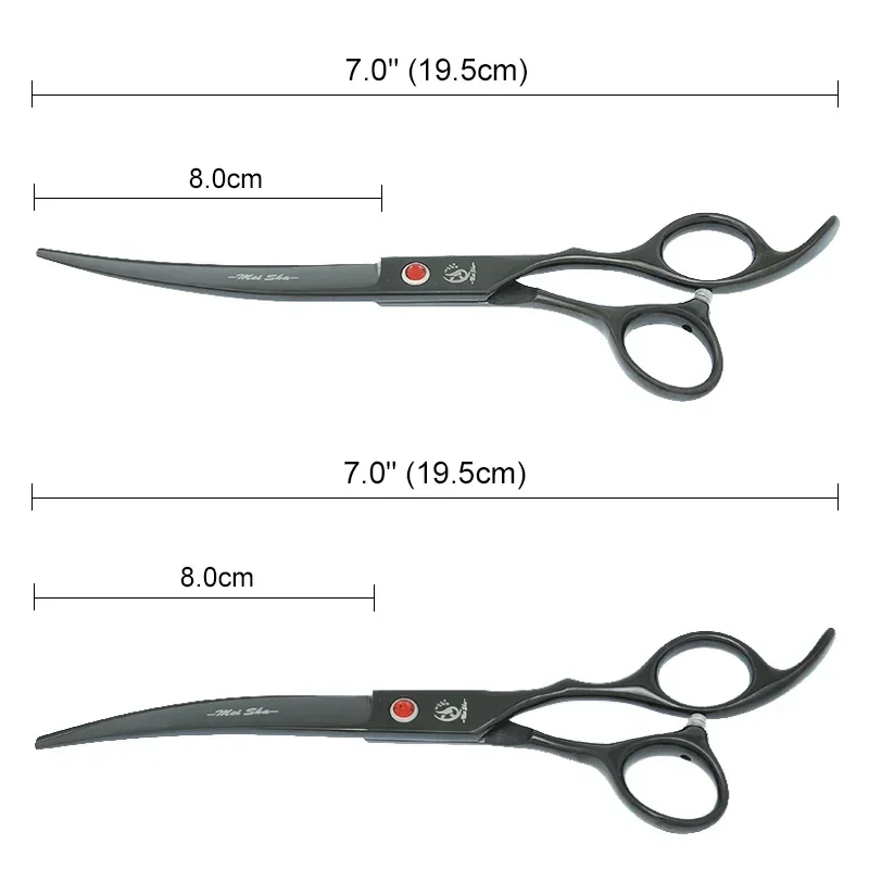7 Cal zestaw nożyczki do pielęgnacji psów Meisha profesjonalne cięcie zwierząt z zakrzywionymi maszynkami do strzyżenia kości ryby nożyce do