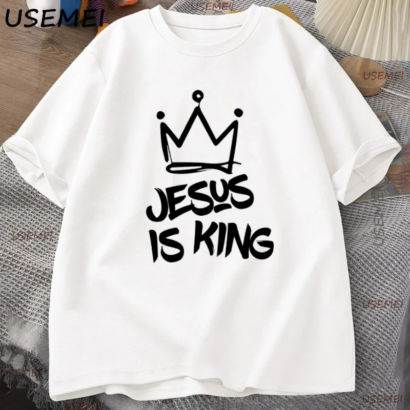 Jesus Is King T-Shirt for Him Jesus Christian Gift for Him Christ Religious T Shirt God Is Good Printed Tshirt High Quality Tee