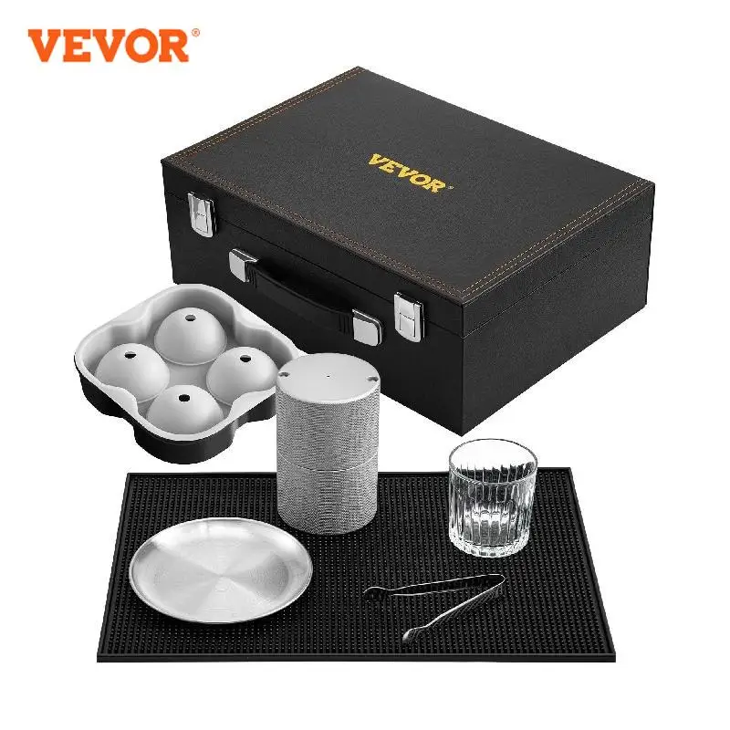 VEVOR 2.4Inch Ice Ball Press Kit Anodized 7075 Aluminum Food-grade Silicone Moulds for Whiskeys Cocktails on Parties & Holidays