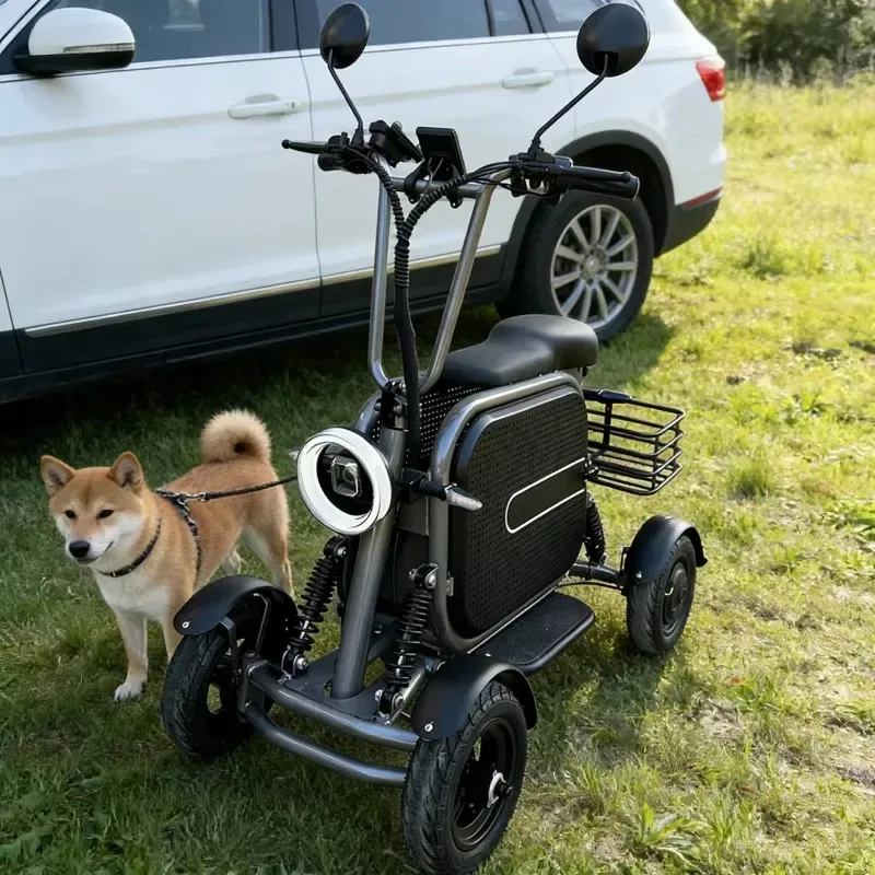 Foldable electric freight bicycle, four-wheeled electric elderly scooter