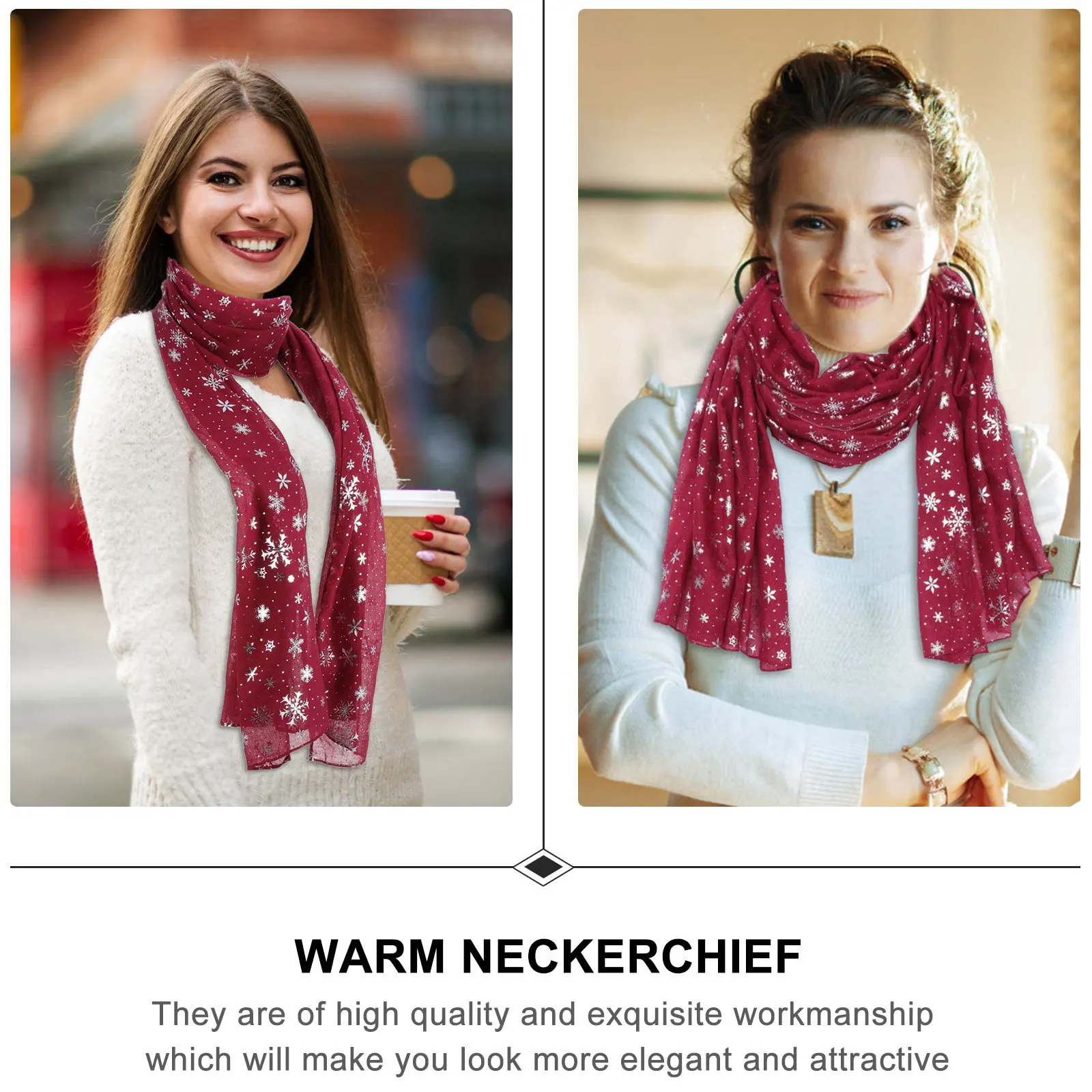 Sneeuwvlok Sjaal Klein Zacht Warm Haar Kerstmis Dames Vlokken voor Dames Sjaals Patroon Flash Miss