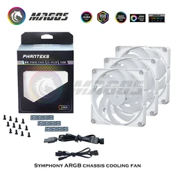 Phanteks 120MM PWM Ventole di raffreddamento silenziose 3 pezzi Kit 5V 3Pin ARGB AURA SYNC CPU Cooler Bianco per case del computer Radiatore per armadio fai da te