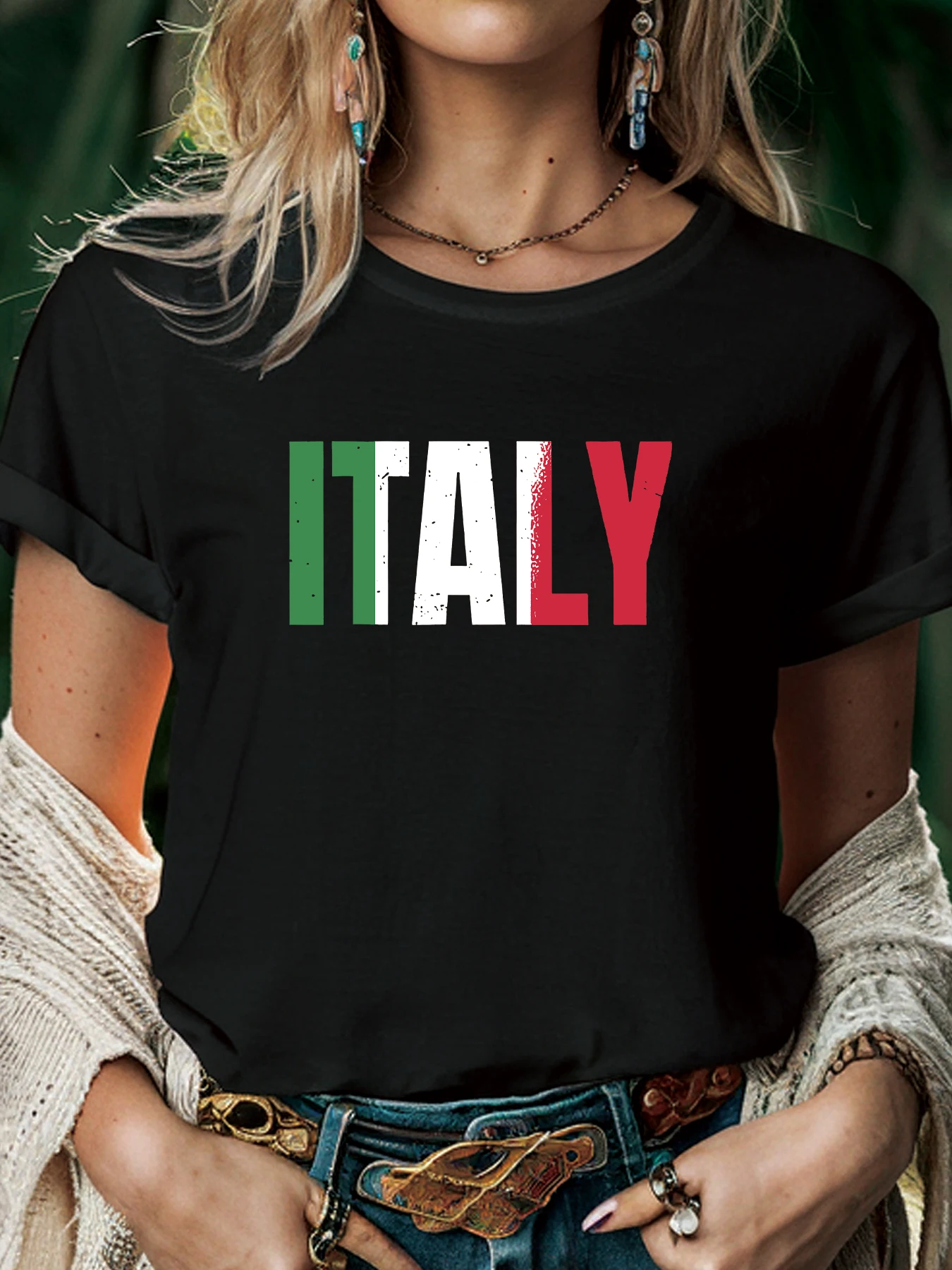 2024 European Cup Creative Design I Love Italy Graphic T-shirt Women Summer Fashion Harajuku Casual Round neck short sleeved