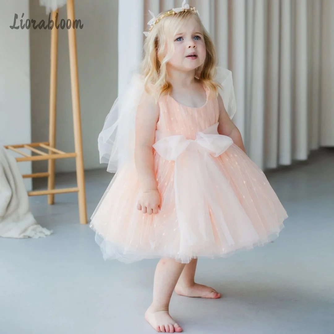 

Customized Flower Girl Dress Backless Tulle Gown With Layered Mini-Puffy Skirt Wedding Party Attire свадебное платье