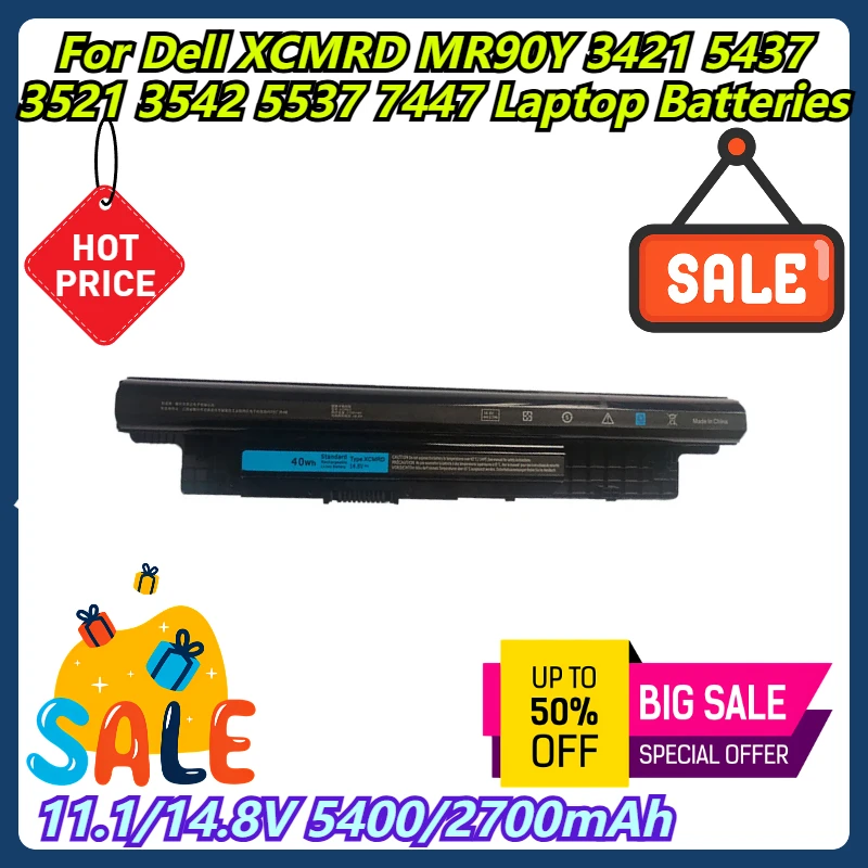 

11.1/14.8V 5400/2700mAh For Dell XCMRD MR90Y 3421 5437 3521 3542 5537 7447 Laptop Batteries