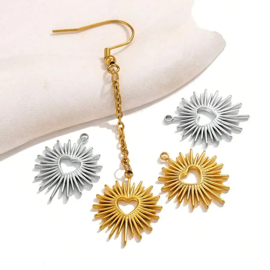 4pcs Gold Plated Stainless Steel Astral Heart Charms For Jewelry Making DIY Earring Pendants Making Supplies Accessories Parts