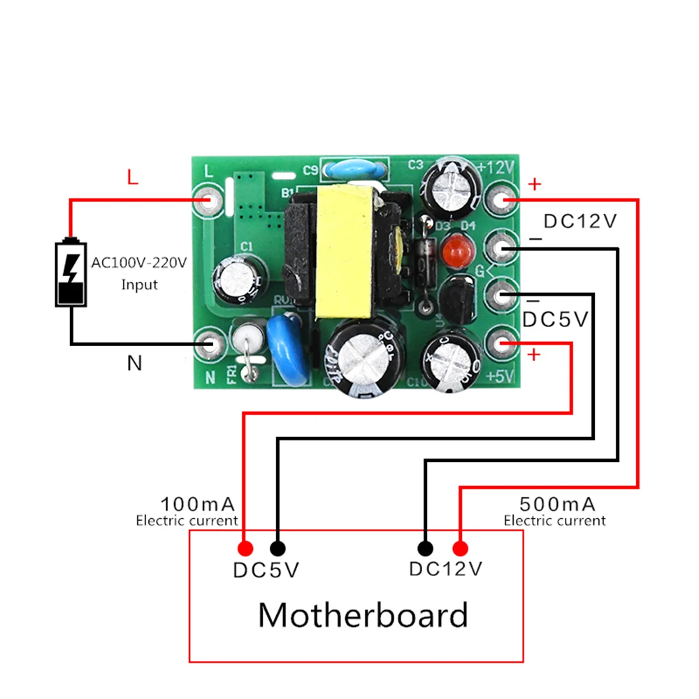 AC-DC 110-220V Switching power supply module AC-DC isolation  input output 5V /12V /100mA /500mA