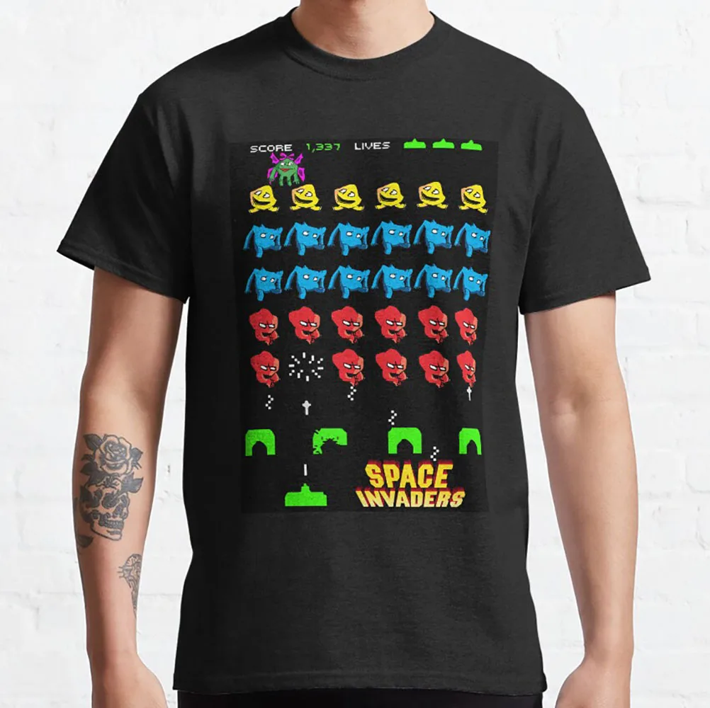 

Retro Pixel Screen Cartoon Space Invaders 0330 Arcade nostalgia Gift T Shirt Old school games Graphic Clothes US Size Tops S-6XL