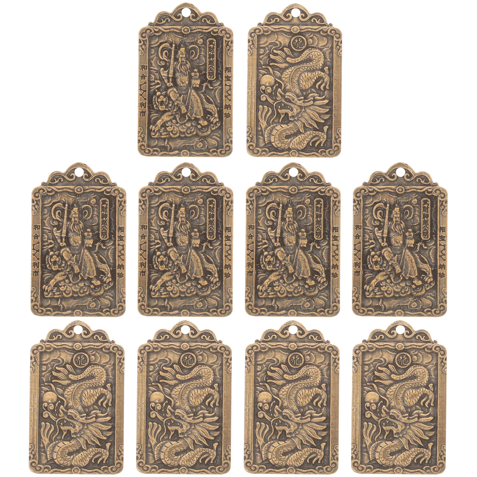 

10pcs Chinese Amulet Pendant The God Of Fortune Card Auspicious Lucky Charm Wallet Decorative Metal Pendant Portable Blessing