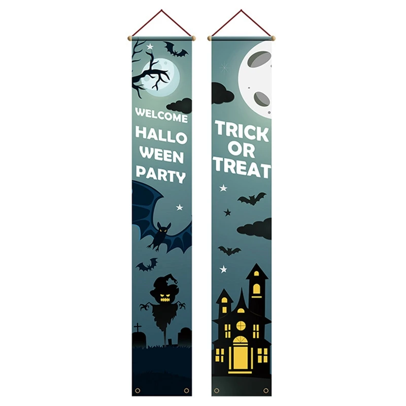 Halloween Decorations Porch Signs,Welcome Banner Hanging Bunting Flag, Halloween Hocus Pocus Decorations