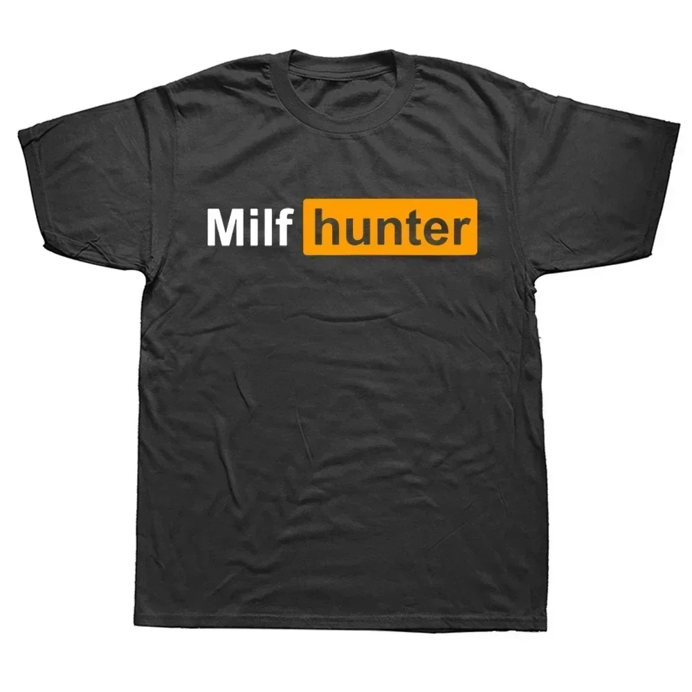 

Funny MILF Hunter TShirts Summer Adult Humor Joke for Men Who Love Milfs Streetwear T-shirt Mens Clothing