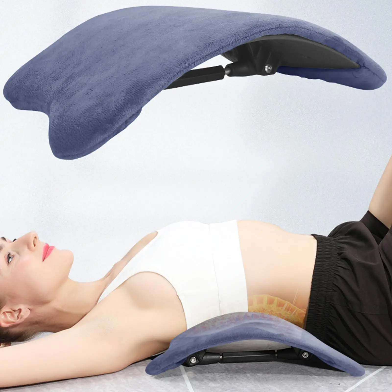 وسادة محمولة قابلة للتعديل، جهاز تكسير الظهر، لوح دعم قطني للنساء، محاذاة المنزل، السفر، اليوغا، اللياقة البدنية