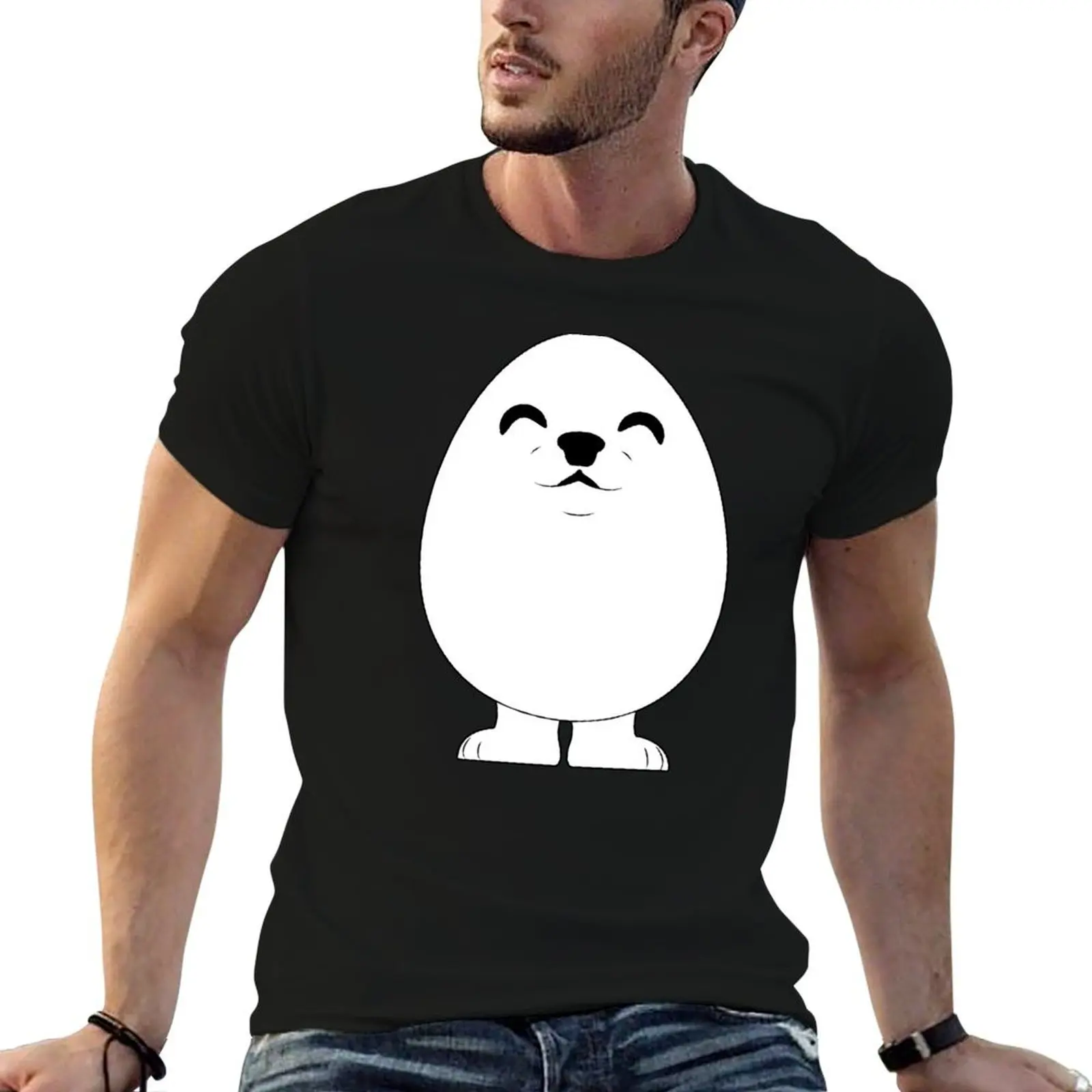 

smiling man plain eggdog package white t-shirt man shirt black cotton quality T-Shirt t high cotton for