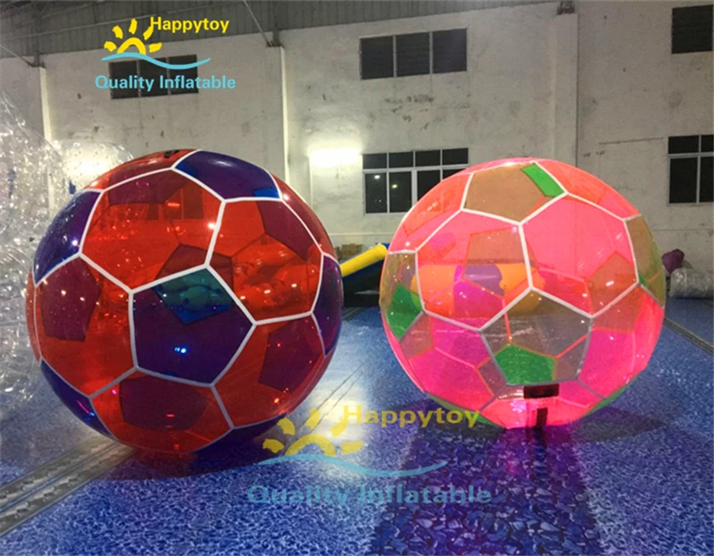 Football Shape Red Pink Transparent Inflatable Water Walking Ball For Water Game