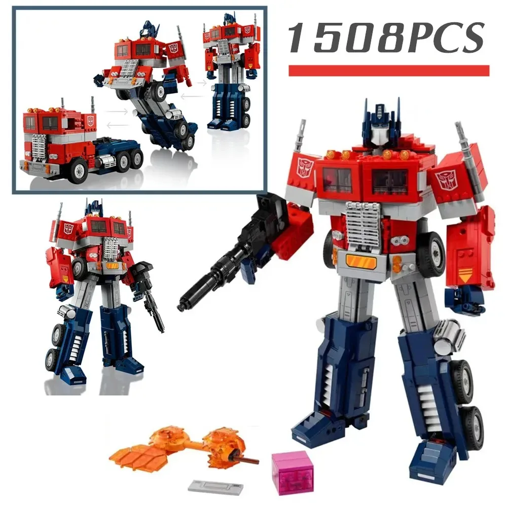 1508PCS Transformation Robot Car Toys 10302 Optimus Prime Truck Autobot Deformation Movies Building DIY Model Blocks for Kids