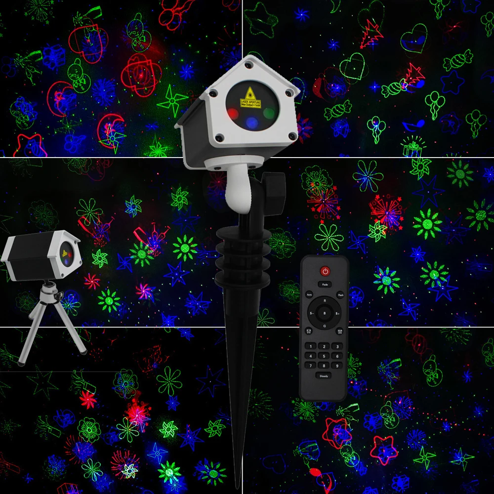 

Outdoor Christmas Lazer Projector Light 30 Patterns Waterproof Garden Light Motion Landscape Light with Remote for Park, Patio