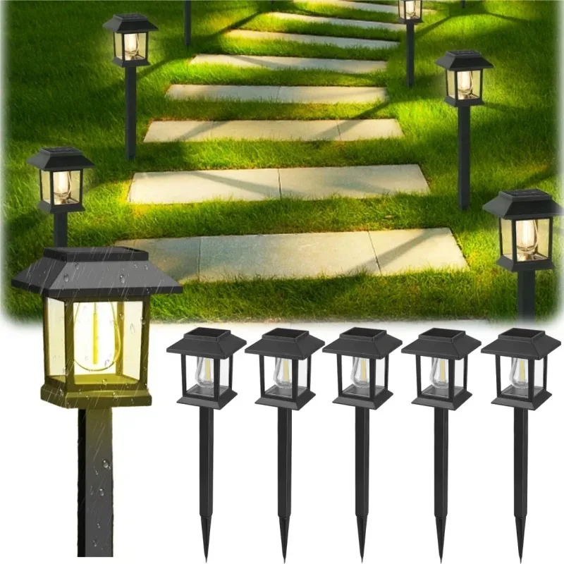 10 Lámparas Solares LED de Filamento de Tungsteno para Jardín, Lámpara de Estaca para Exteriores, Decoración para Patio, Villa, Jardín y Parque
