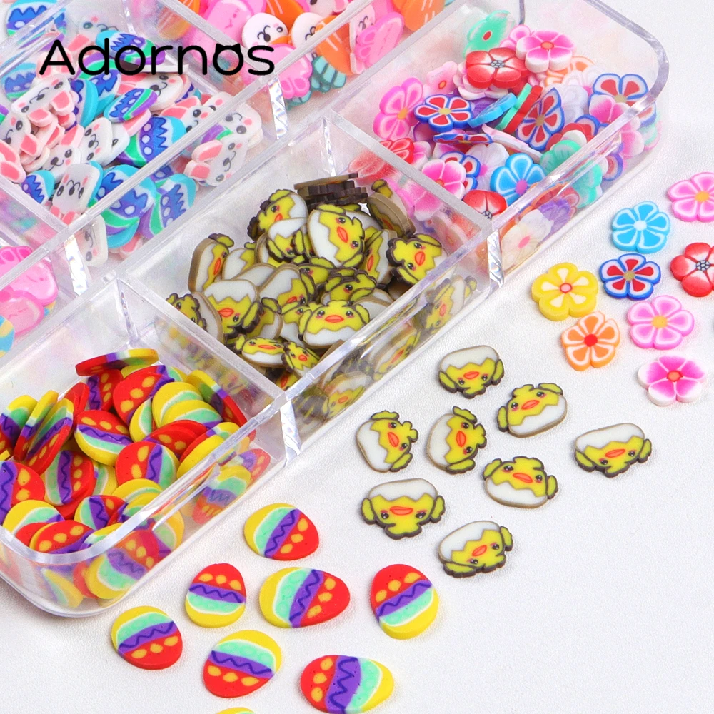 Mixed Easter Polymer Clay Slices Sprinkles Epoxy Resin Mold Filler Easter Eggs Bunny Chick Slime Slices DIY Resin Crafts Fillers