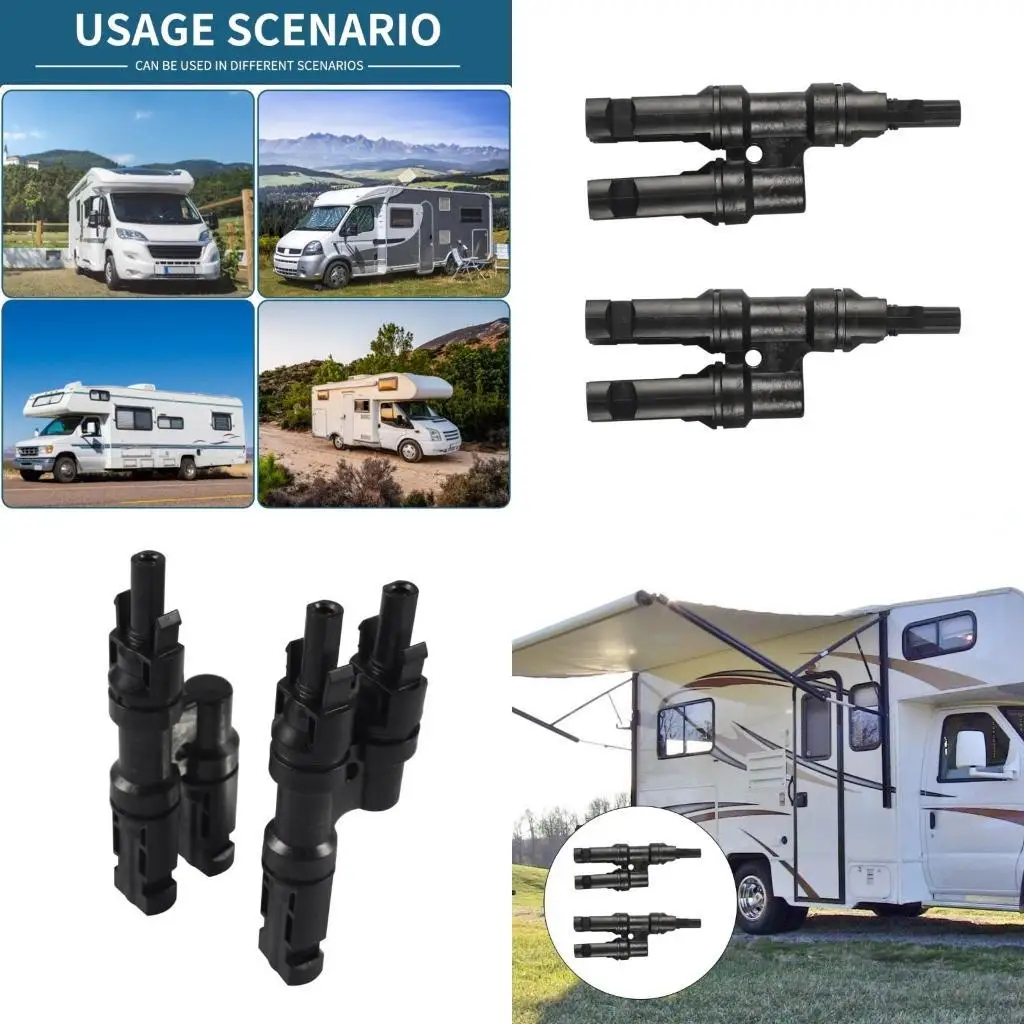 

652F 2x Solar Connectors Flame Retardant PPO+Copper Easy Maintenance Accessories for Outdoor Use Outdoor Use Quick Connection