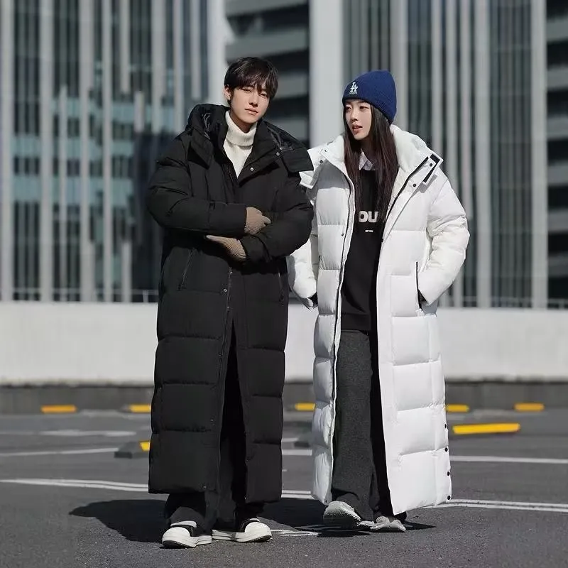 

EIAO Уличная куртка на гусином пуху для мужчин и женщин, роскошная дизайнерская куртка выше колена, длинный пуховик 2026, новая зимняя парка с капюшоном, пуховик