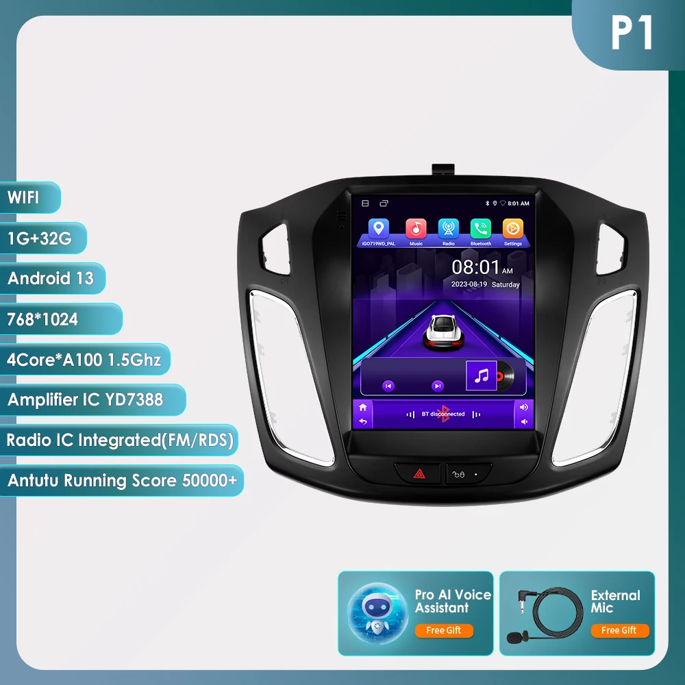 Hizpo voor Tesla Stijl Carplay Android Autoradio voor Ford Focus MK3 2012-2018 Multimedia Video Player Navigatie GPS auto Stereo - afbeelding 1