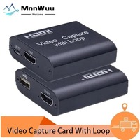 MnnWuu 4K 30hz Loop HDMI-Compatible Capture Card Placa de Video Recording Plate Live Streaming USB 2.0 Grabber for PS4 Game