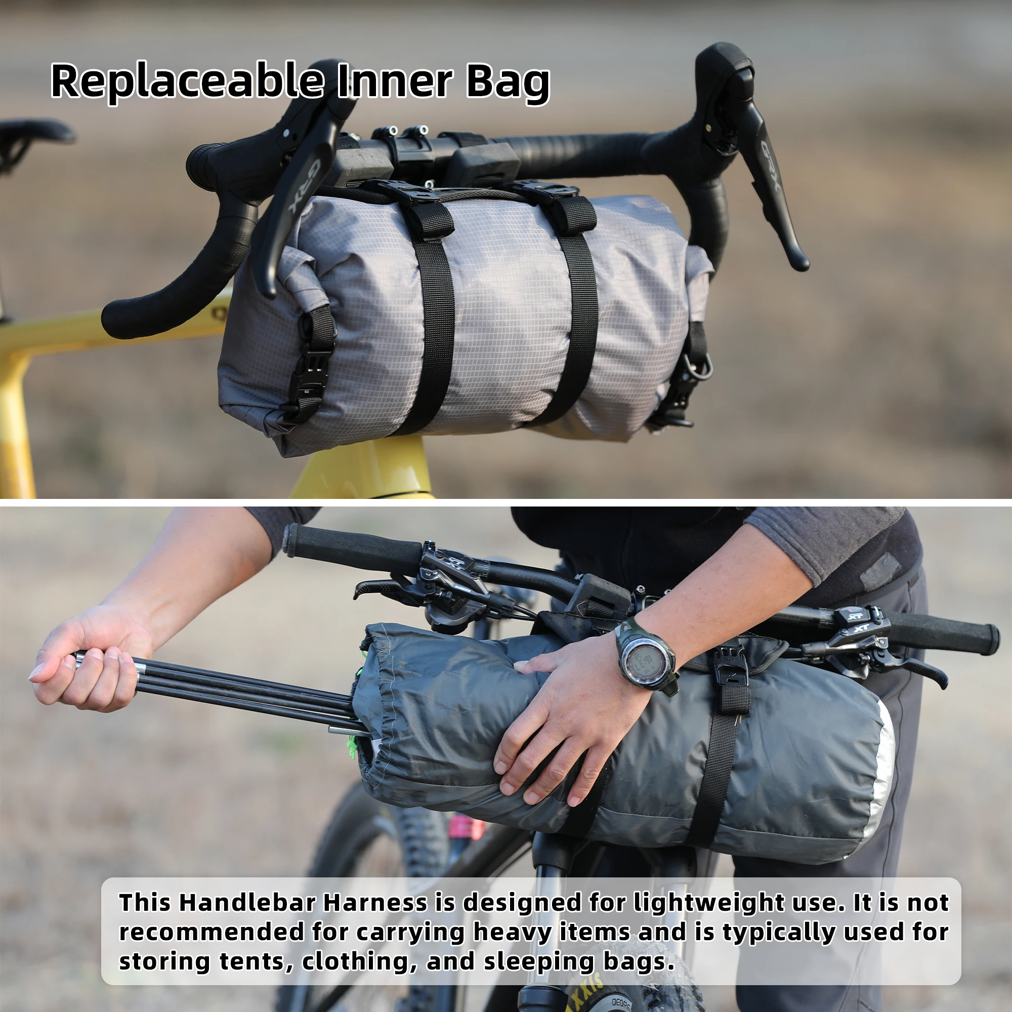 Rhinowalk Front Handlebar Bag 12L Waterproof Bike Mounting Kit With Replaceable Inner Bag Detachable Front Bag Storage Luggage