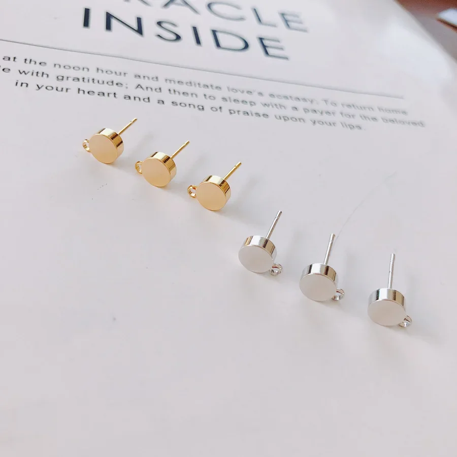 

10pcs Handmade Stud Earring Connectors Round Earrings Connector Earring Settings for DIY Jewelry Making Accessories