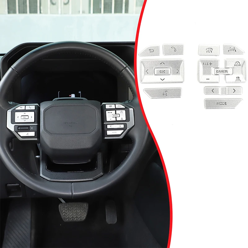 

Stainless Steel Silver For Toyota Land Cruiser Prado 250 LC250 2024+ Car Steering Wheel Button Sticker Car Interior Accessories