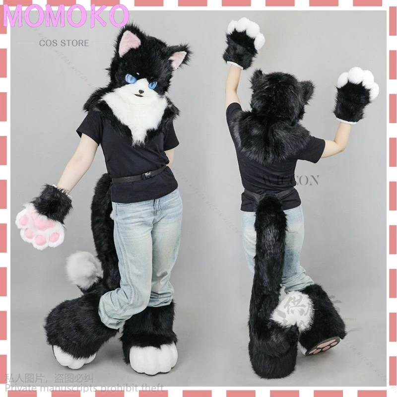 

Anime Fursuit Furry Cosplay Fox Dog Wolf Animal Cat Paws Cos Plush Kig Cosplay Costume Nail Mask Tail Shoes For Halloween Party