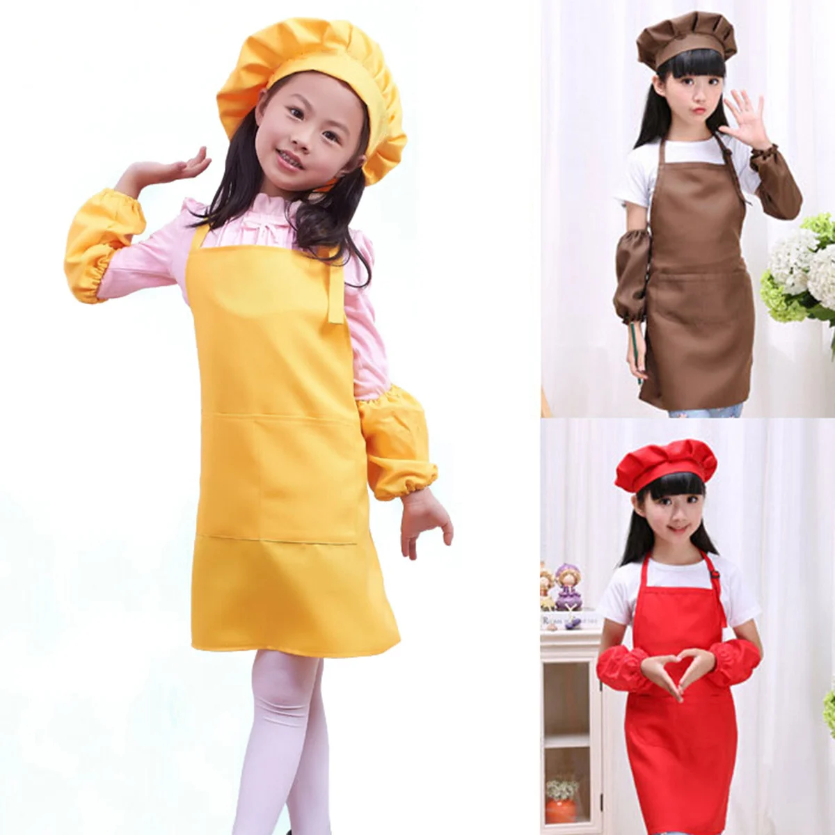 

Kids Complete Wine Kitchen Playset Includes Hat Apron Cooking Sleeve Role Play Cooking Baking Painting