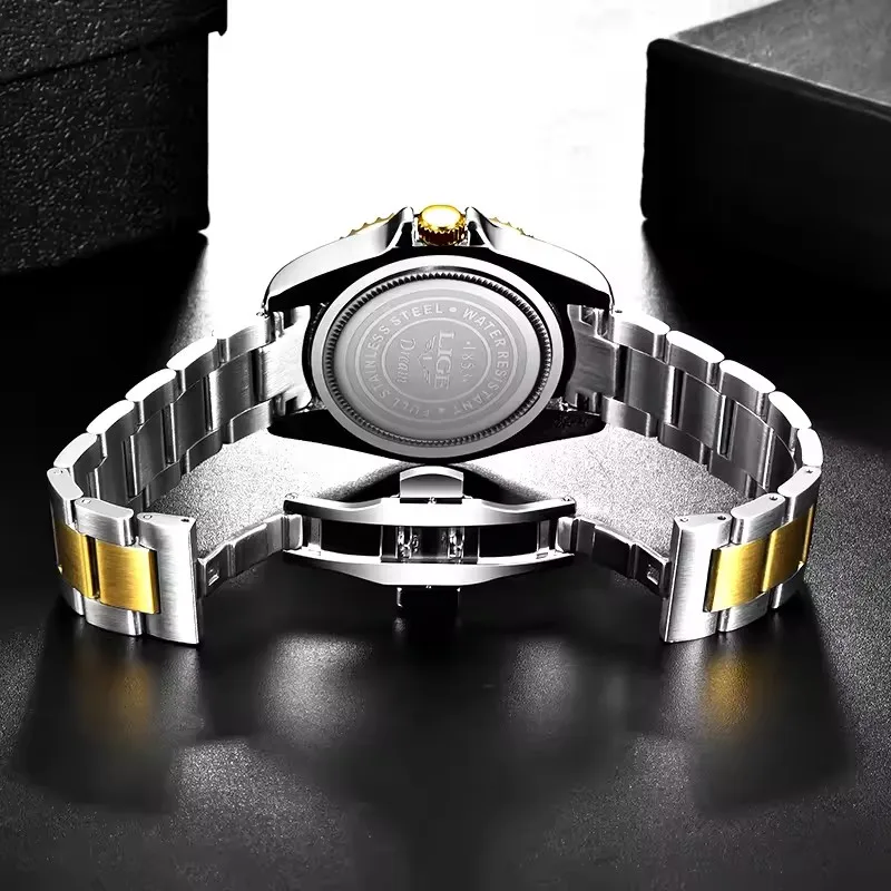 Lige marca superior de luxo moda mergulhador relógio masculino 30atm à prova dwaterproof água data relógio esporte relógios masc